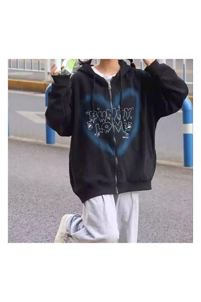 Köstebek Favoriconsept - Bunny Love Blue Heart (unisex) Φούτερ με φερμουάρ