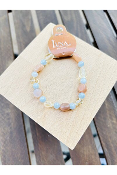 Luna Sun Stone, Blue Quartz and Citrine Natural Stone Bracelet