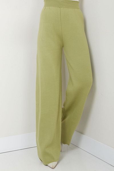 hafsamina Pistachio Green Knitwear Trousers - Hm2555