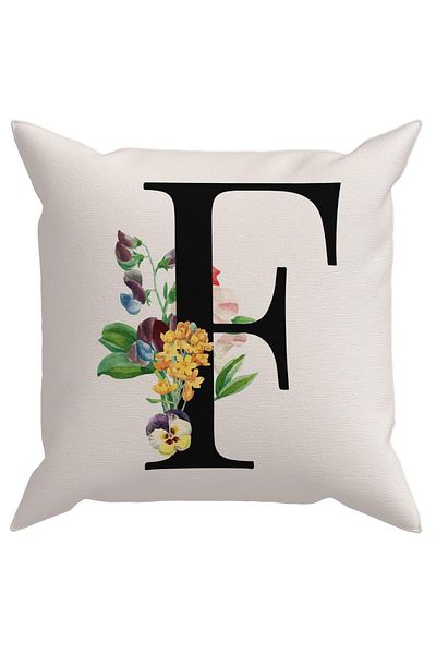Evdek Husă de pernă cu literă florală (F).