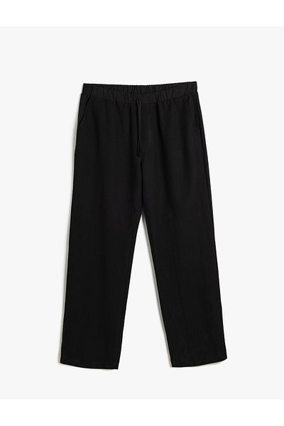 Koton Παντελόνι από λινό μείγμα Chino Pocket Λεπτομερές κορδόνι στη μέση