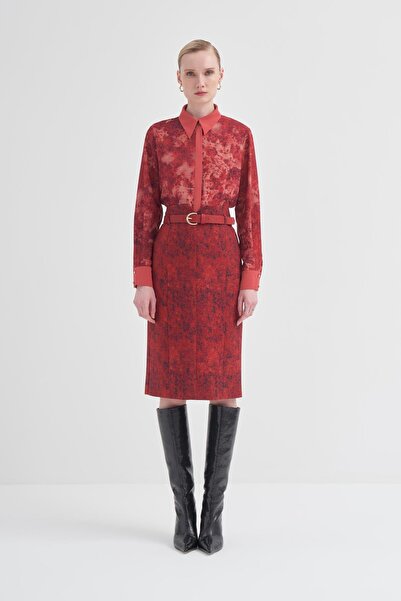 BİRELİN Desenli Kalem Etek Baskı