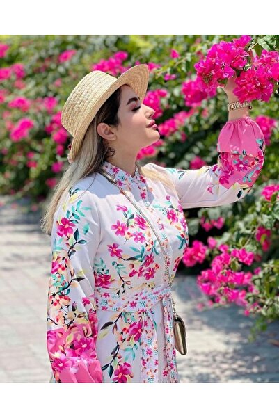 jennyfer garment ÇİÇEK DESENLİ ATLAS KUMAŞ ELBİSE