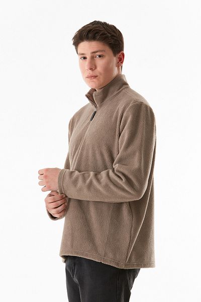 Fulla Moda Суитшърт от полар с половин цип и яка стойка