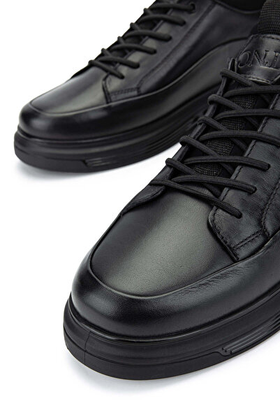 Tamer Tanca Erkek Hakiki Deri Siyah Analin Sneakers & Spor Ayakkabı