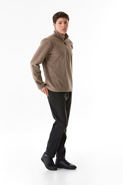 Fulla Moda Φούτερ από φλις γιακά με μισό φερμουάρ