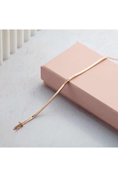 Ersöz Kuyumculuk 14 Ayar Altın Ince Dizilim Suyolu Bileklik (ROSE)