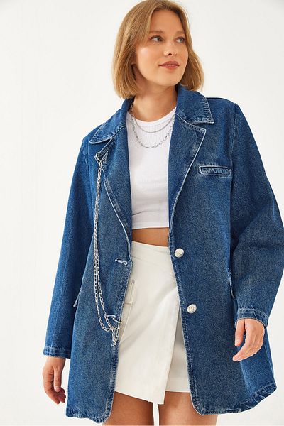 Bianco Lucci Női farmerdzseki láncrészlettel - 6033 60351073