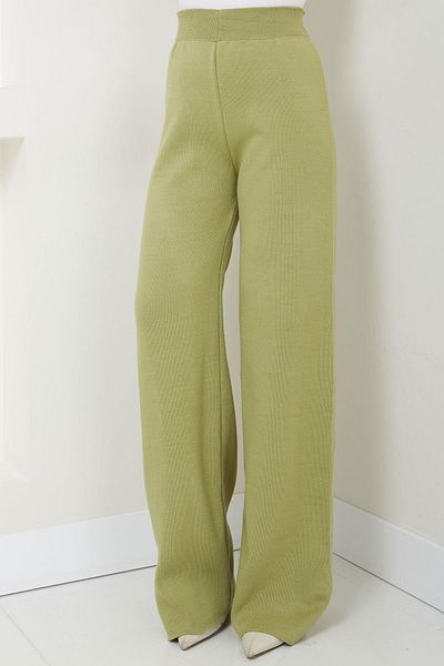 hafsamina Pistachio Green Knitwear Trousers - Hm2555