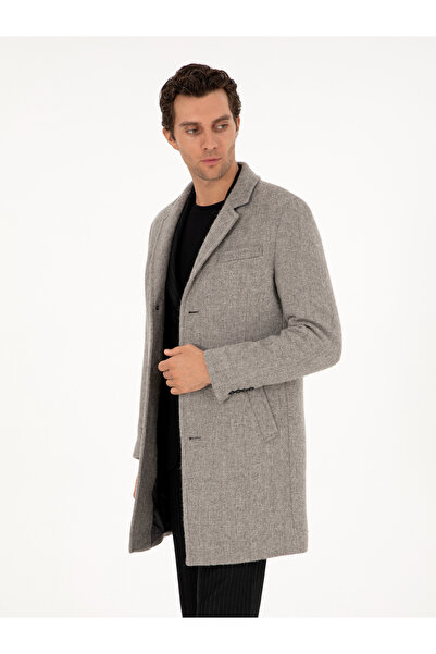 Cacharel Gri Slim Fit Yün Karışımlı Palto 50293729-VR024