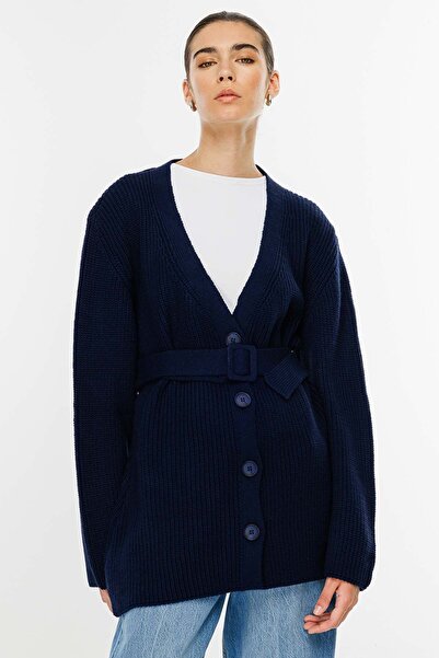 Hooopstore Navy Blue Cardigan - Buckle and Belt