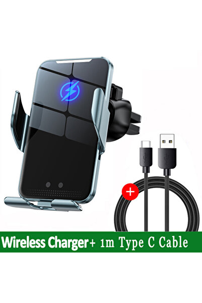 Vikefon شاحن سيارة لاسلكي أزرق اللون مع كابل، حامل هاتف مغناطيسي للسيارة، متو...