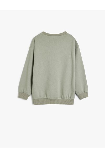 Koton Cotton Oversize Sweatshirt - Dog Print, Crew Neck, Long Sleeve