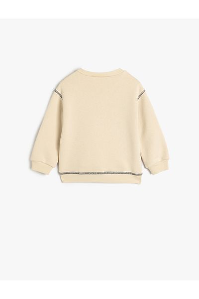 Koton Long Sleeve Cotton Sweat - Slogan Print, Crew Neck