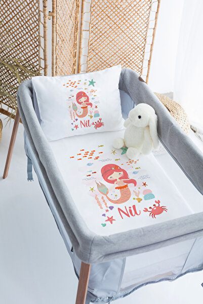 Lilabio %100 Pamuk Saten İsme Özel İsimli 70x120 Park Yatak Nevresim Seti Den...