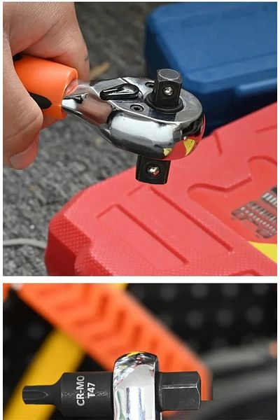Depolife Ratchet Sleeve Socket Wrench 1/2 and 3/8 Functional Socket Wrench 2 in One Ratchet Sleeve