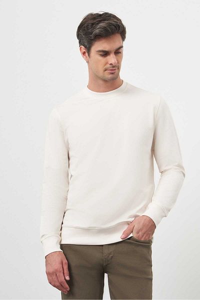 Morven Men's Cream Crew Neck Dynamic Fit Relaxed Cut Sweatshirt