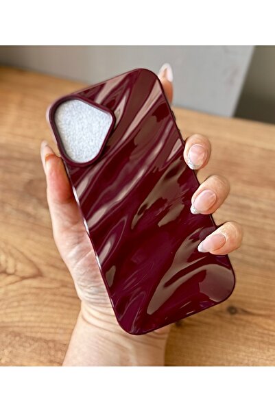 MİRAZ TASARIM IPHONE 16 BORDO DALGALI YUMUŞAK SİLİKON KILIF