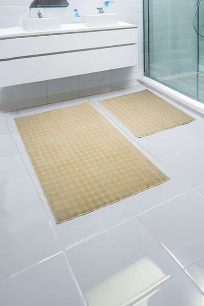 HOME ESSENTIALS Σετ 2 Χαλάκια Μπάνιου - Αντιολισθητική Βάση, Πλένεται και Απορροφά Νερό