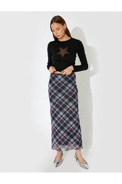 Koton X Inji - Ribbed Transparent Star Motif Long Sleeve Crew Neck T-Shirt