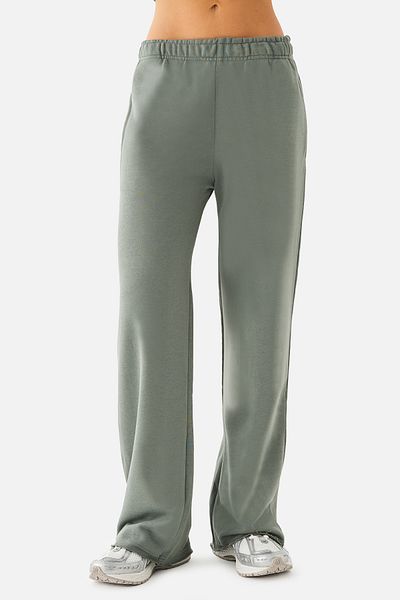Superstacy Amelia Flare Wide Leg Khaki Sweatpants