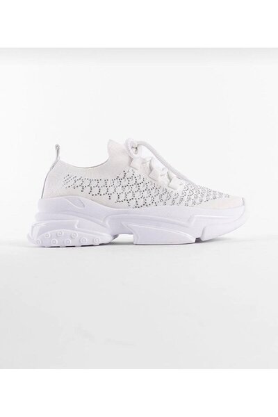 homiro Lace-Up Stone Patterned Women's Sports Shoes-White