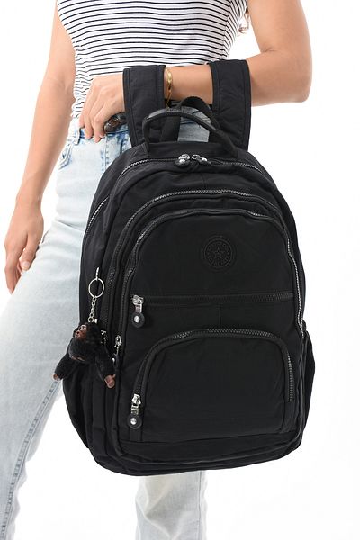 Fiyaka Eba-8862 Clinker Geantă de școală Rucsac Ieșire zilnică Sport Călătorii Vacanță Compartiment multiplu Compartiment pentru laptop Negru