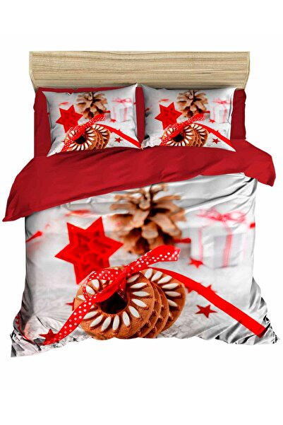 Fabeteks Biscuit Digital Bedding Set with Christmas Ribbon