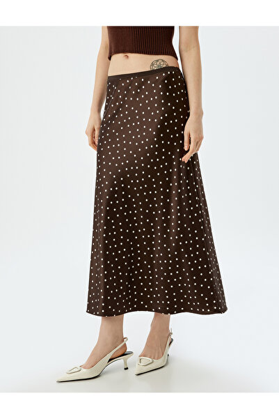 Koton A-Line Slim Fit сатенена пола с миди дължина и връзки