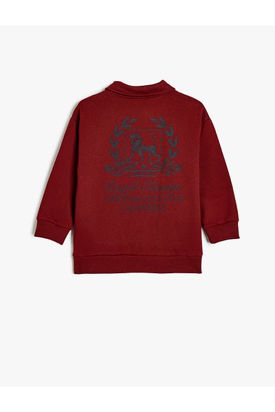Koton Oversize polo mikina s dlouhým rukávem - vyšívaný detail
