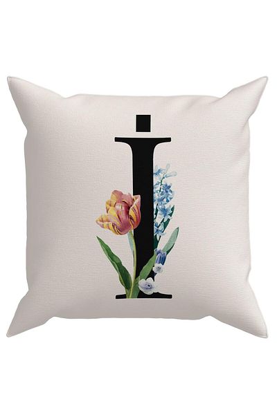 Evdek Husă de pernă cu literă florală (I).