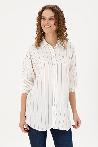 U.S. Polo Assn. قميص نسائي بأكمام طويلة باللون الأزرق الداكن 50291109 -VR033