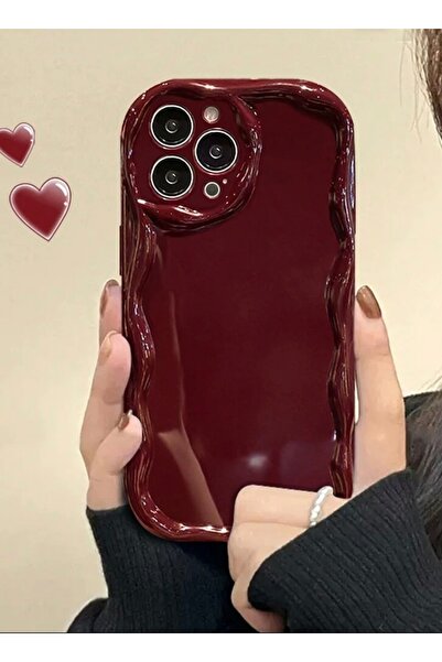 IPHONE 16 PRO BURGUNDY WAVY EDGE GLOSSY SILICONE CASE