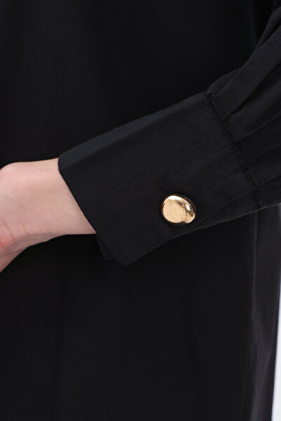 ALLDAY Siyah %100 Pamuk Cep Detaylı Gömlek Tunik