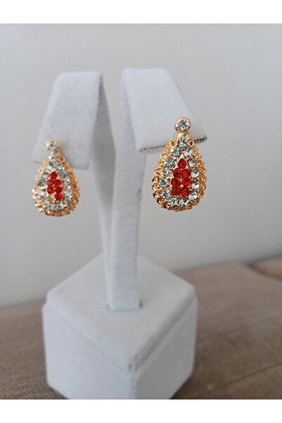 Pervin Ablacım Red Big Drop Stone Earrings