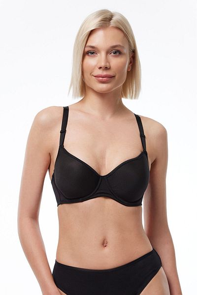 Malabadi حمالة صدر نسائية سوداء كبيرة الحجم غير مملوءة 814 - تغطية Underwire