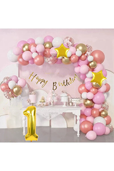CUGY Pink Starry Young Child Newborn 1 Year Old Themed Birthday Set Party Orn...
