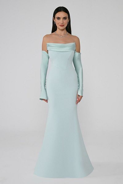 ALFABETA Alfa Beta Strapless Sleeves Fish Cut Long Evening Dress 2246613