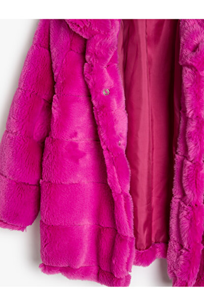 Koton Dětský kabát s límečkem z umělé kožešiny s dlouhým rukávem