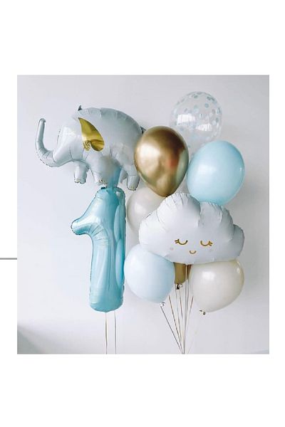 CUGY Elephant Cloud 1 Year Old Boy Mini Birthday Party Set