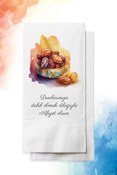 nna tasarım 20 Adet Hurma Tabağı Baskılı "afiyet Olsun " Konuşan Peçete(P55-20)