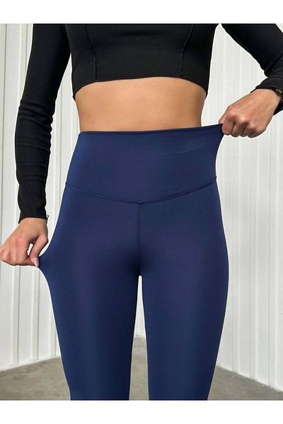 FREE ARSLAN COLLECTİON Albastru închis.7 - Jambiere de strângere cu talie super înaltă și aspect subțire cu fleece în interior