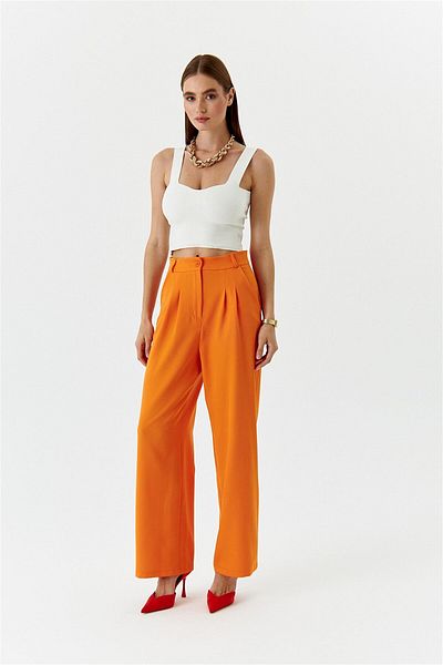 Tuba Butik Orange High Waist Palazzo Women's Trousers