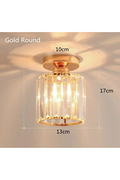 Choice مصباح سقف دائري من الكريستال الذهبي، مصباح سقف للممرات، مصباح فاخر للش...