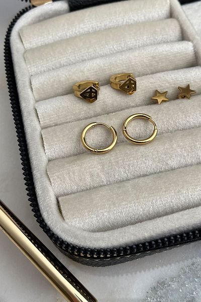 Modex Steel Gold Color Star & Hoop Multiple Earrings