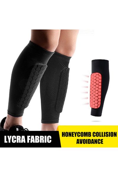HUAN-Qzta 1pcs Soccer Football Shin Guard Pads Honeycomb Running Leg Calf Protective Gear Shield Sleeves Ou...