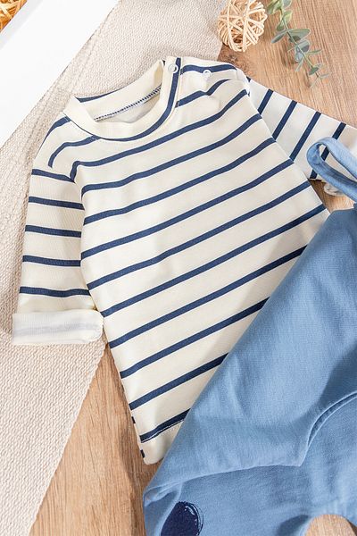 Babymod Figured 2-Piece Baby Boy Jumpsuit Salopet Set