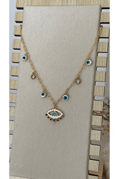 Brillo Ataç Zincirli Nazar Gözlü Charm Kolye