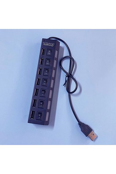 Choice 7 Port Black Usb Hub Splitter With Individual Switch Usb 4/7 Port Splitter Individual Switch Usb Ada