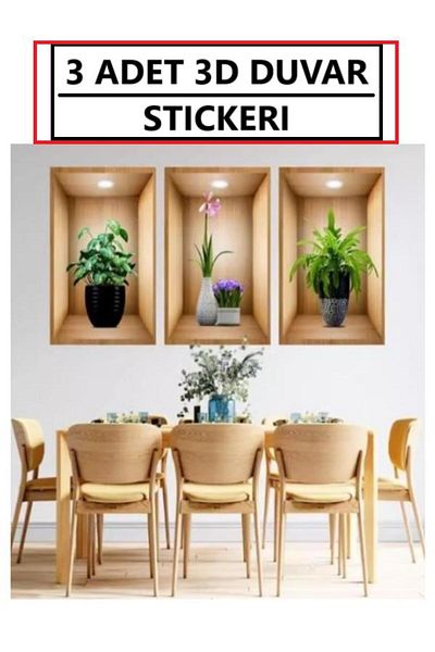 optana 3D Wall Sticker - Three-Dimensional Flower Vase Painting Set for Home and Balcony
